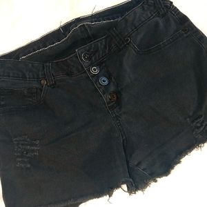 Black Distressed Cut Offs